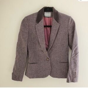 Vintage Lilac Herringbone Tweed Notch Collar Blazer
